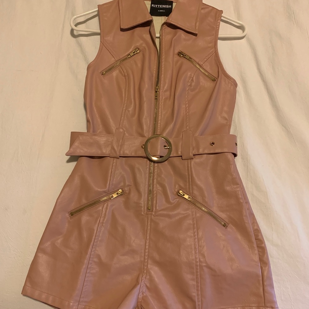 Faux Leather Romper! Brand new- never been worn!